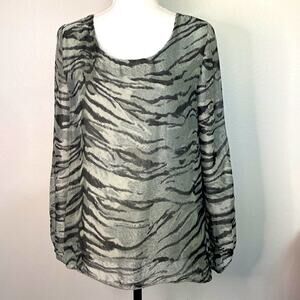 NWT M Made in Italy Silk Woven Long Sleeve Zebra Print Size is S   see Video!!!